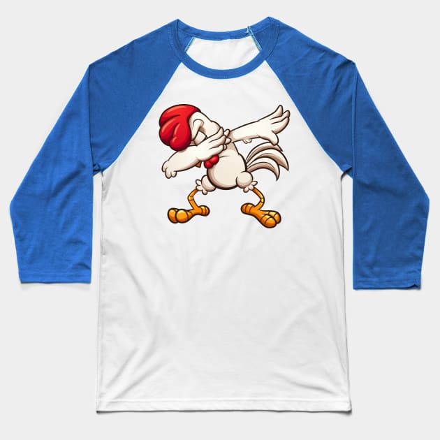 Dabbing cartoon chicken Baseball T-Shirt by memoangeles